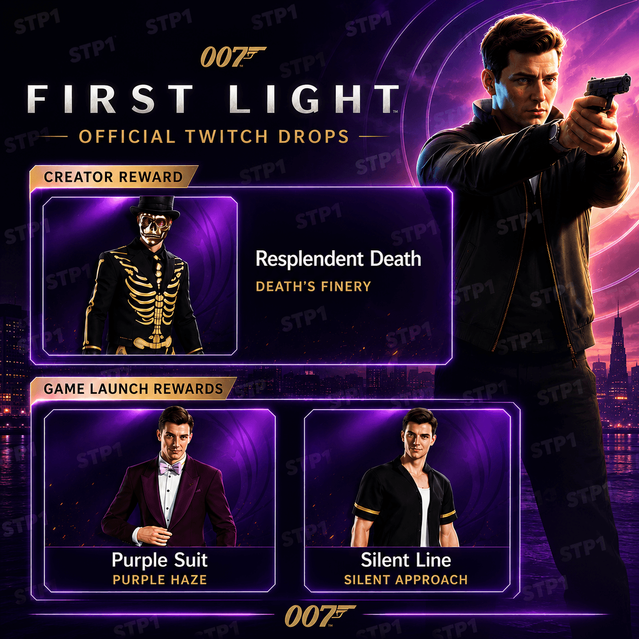 007 Первый Свет 3/3 Скин Блистательная Смерть Фиолетовый Костюм Линия Тишины - Screenshot 1