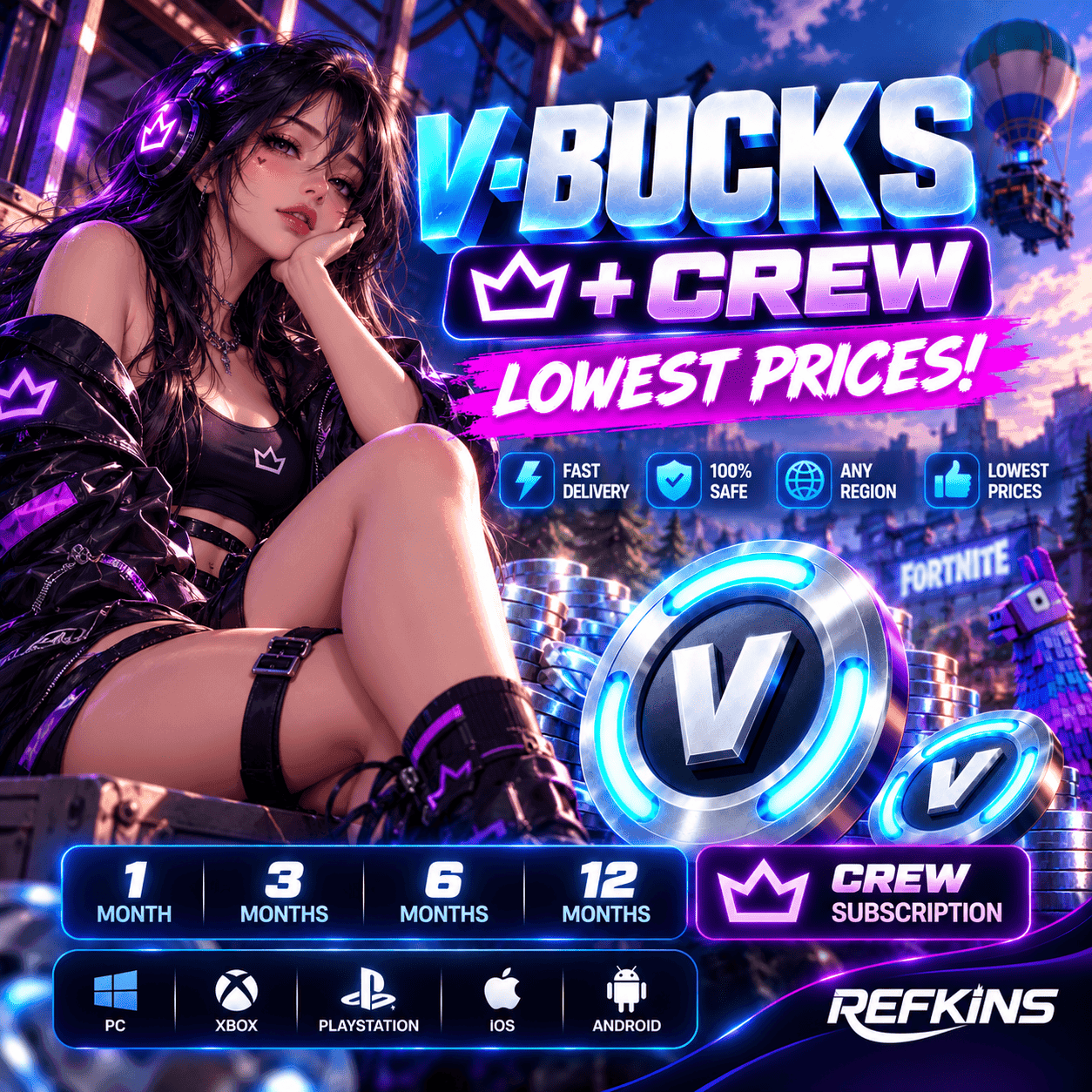 FORTNITE CREW И В-БАКСЫ ✦800^108000✦ ВЫГОДНО PC | EPIC | Xbox | PlayStation - Screenshot 1