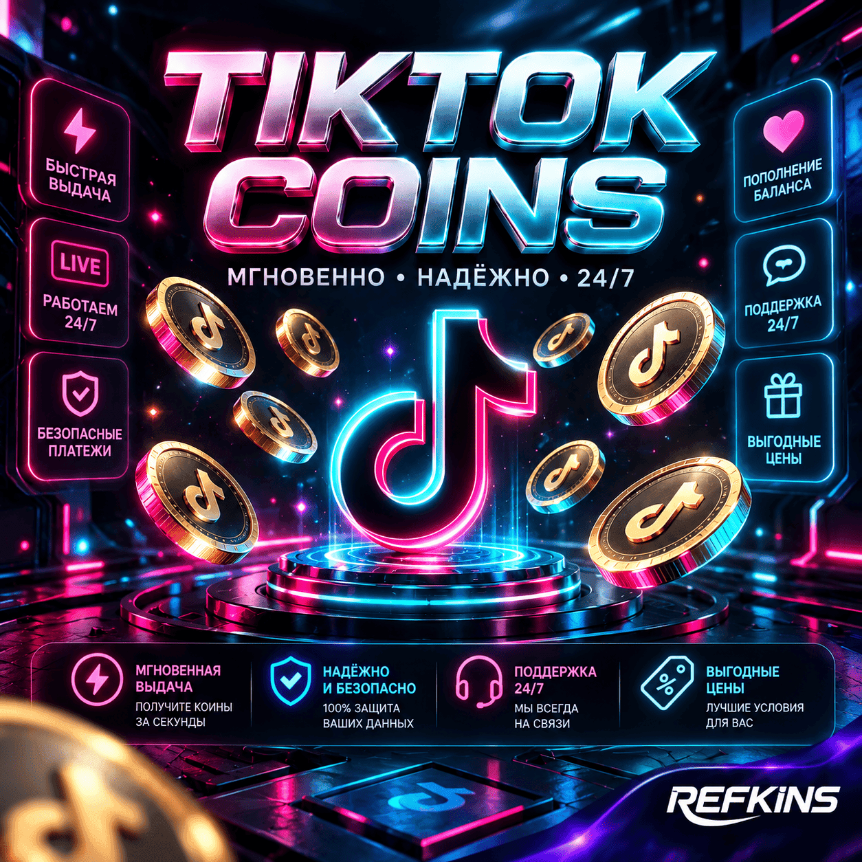 TikTok МОНЕТЫ ПОПОЛНЕНИЕ | КОИНЫ ВСЕ РЕГИОНЫ - Screenshot 1