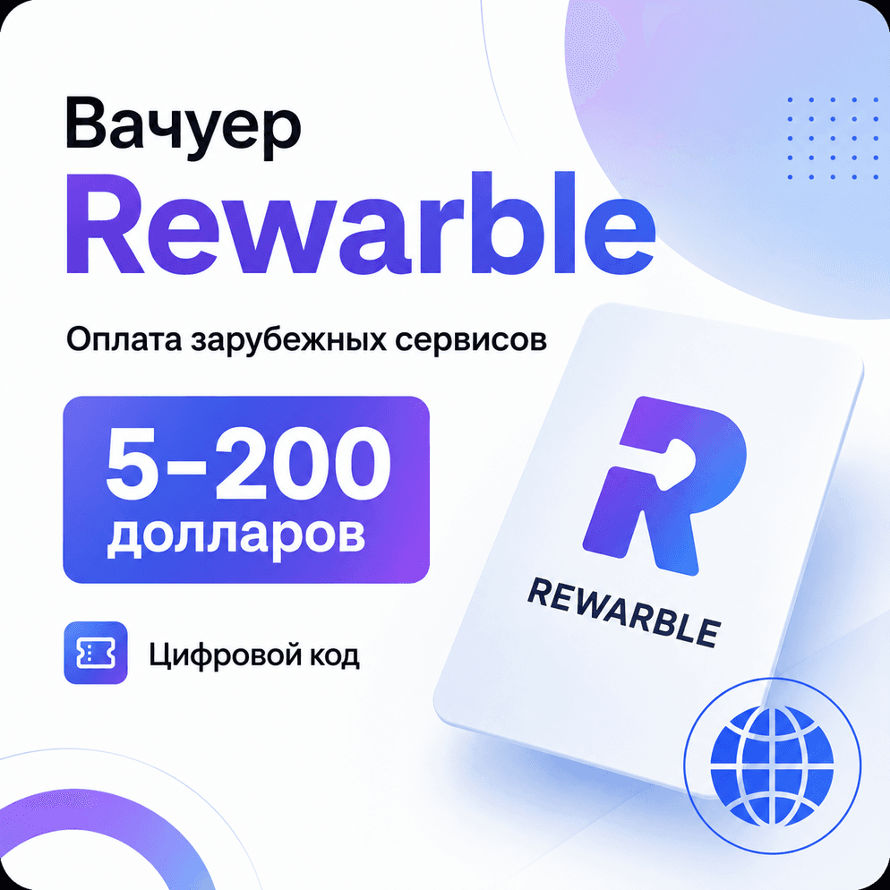 Вачуер Rewarble карта США 5–200 USD, оплата зарубежных сервисов цифровой код - Screenshot 1