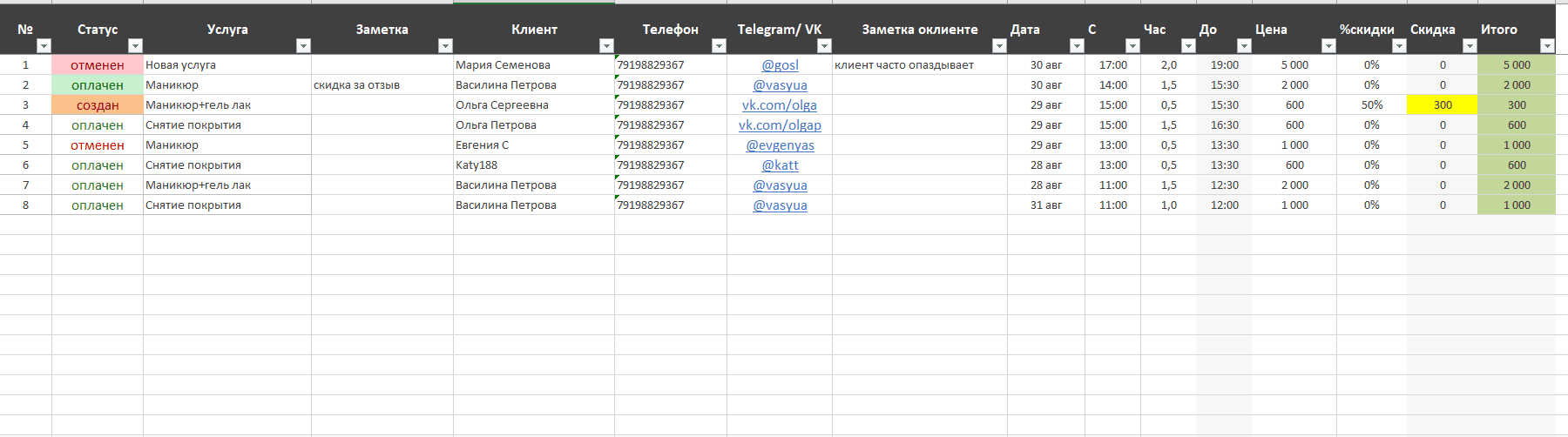 Customer Record Accounting (EXCEL TEMPLATE) - Screenshot 1