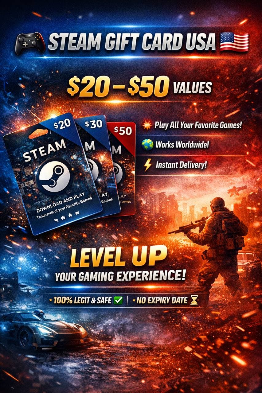 🎮 Steam Gift Card USA 🇺🇸 | $20–$50 | ⚡ Fast Delivery | 🎯 Endless Gaming Fun - Screenshot 1