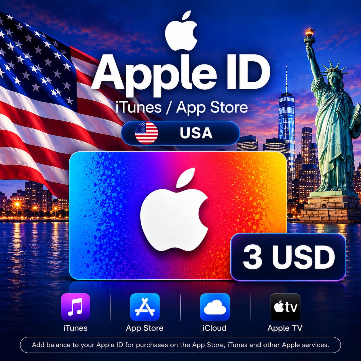 iTunes & App Store Подарочная карта — 3 USD (USA) - Screenshot 1