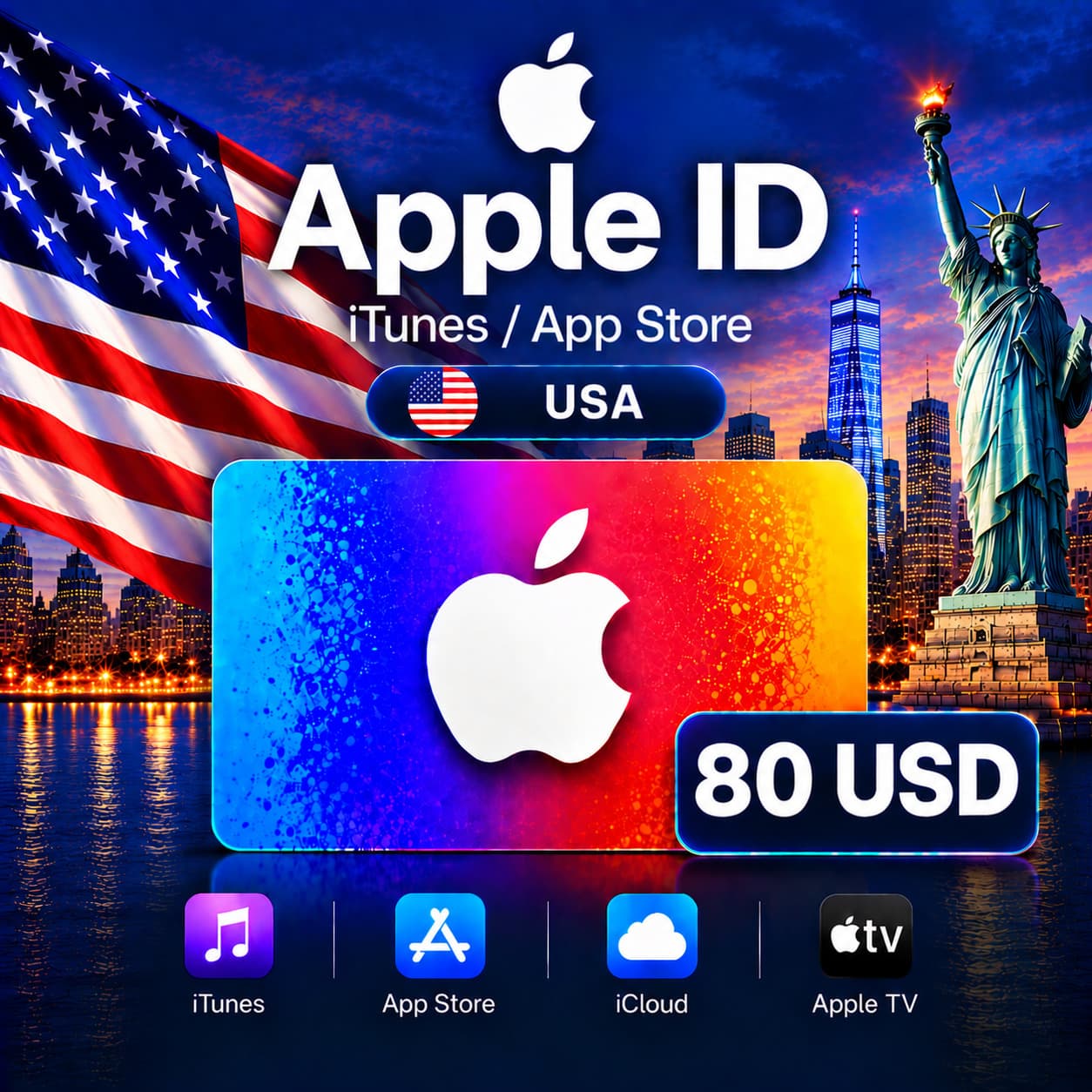 iTunes & App Store Подарочная карта — 80 USD (USA) - Screenshot 1