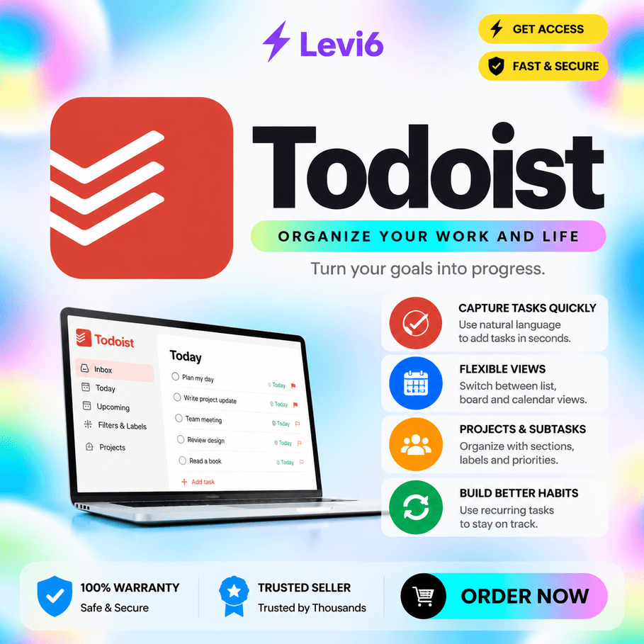 Todoist PRO | 1/12 Month SUBSCRIPTION TO YOUR ACCOUNT - Screenshot 1