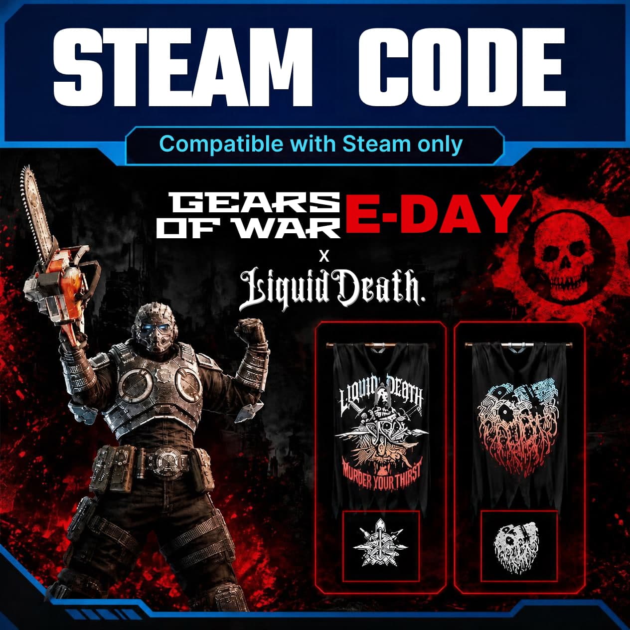 Gears of War: E-Day — Liquid Death Chainsaw Flex Skin | Global | STEAM | Глобальный - Screenshot 1