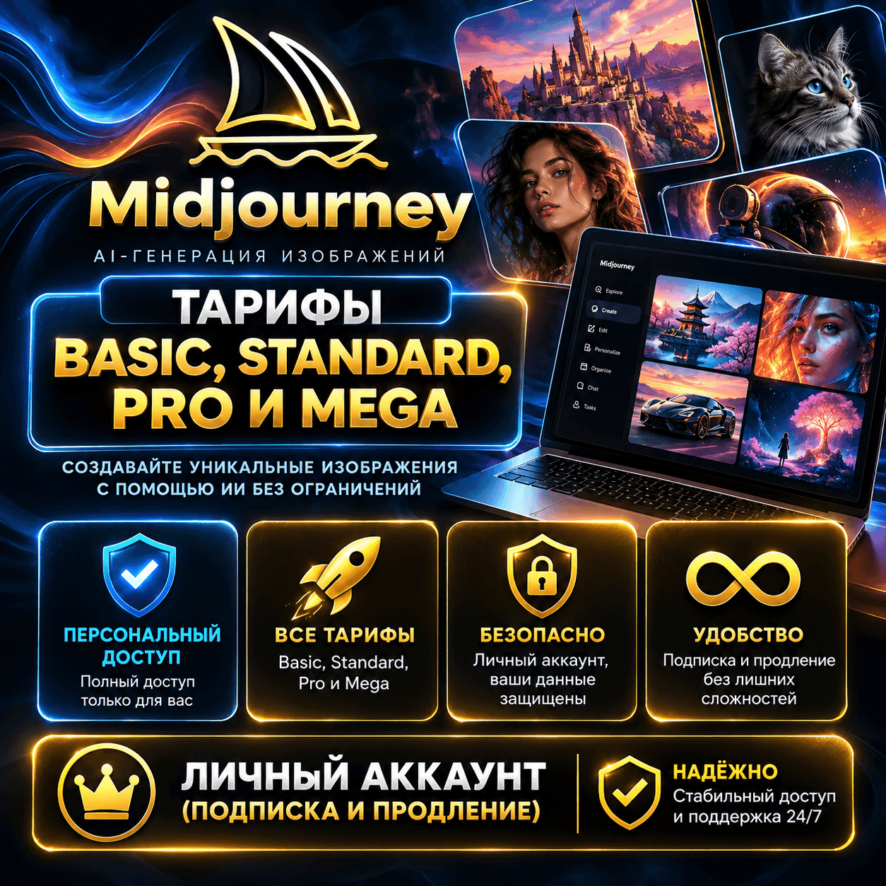 [24/7 AUTO] Midjourney — Basic, Standard, Pro & Mega Plans | 1-Month Subscription - Screenshot 1