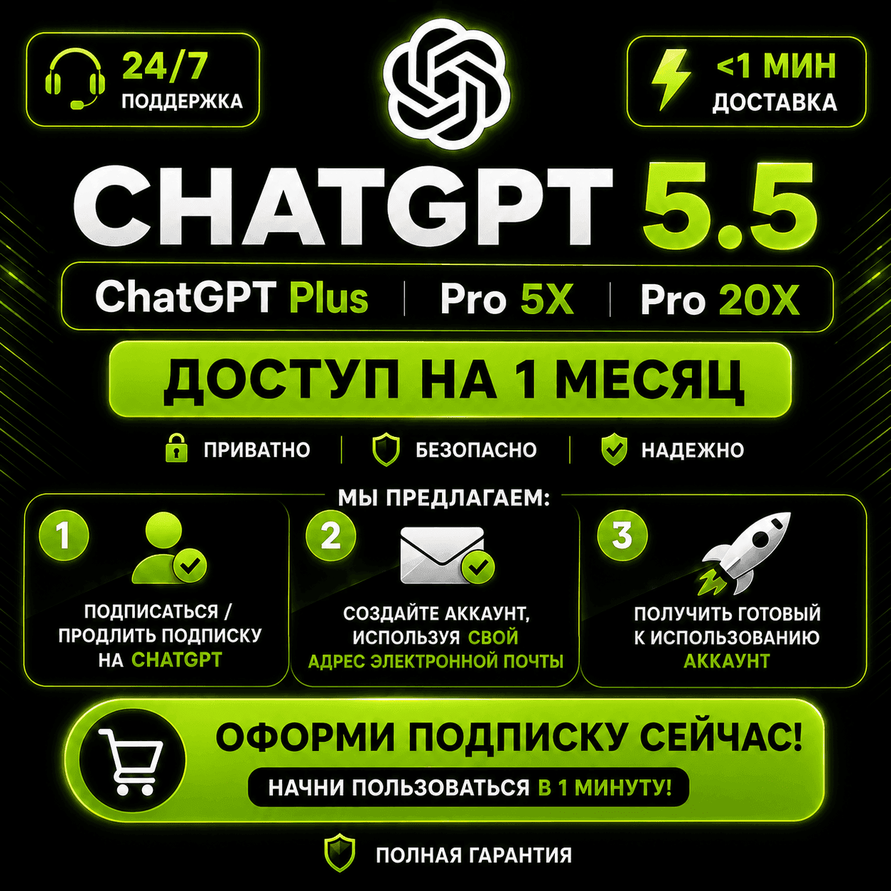 ChatGPT 5.6 Plus и Pro — 1 месяц | Активация и продление |Без входа в аккаунт | Codex - Screenshot 1
