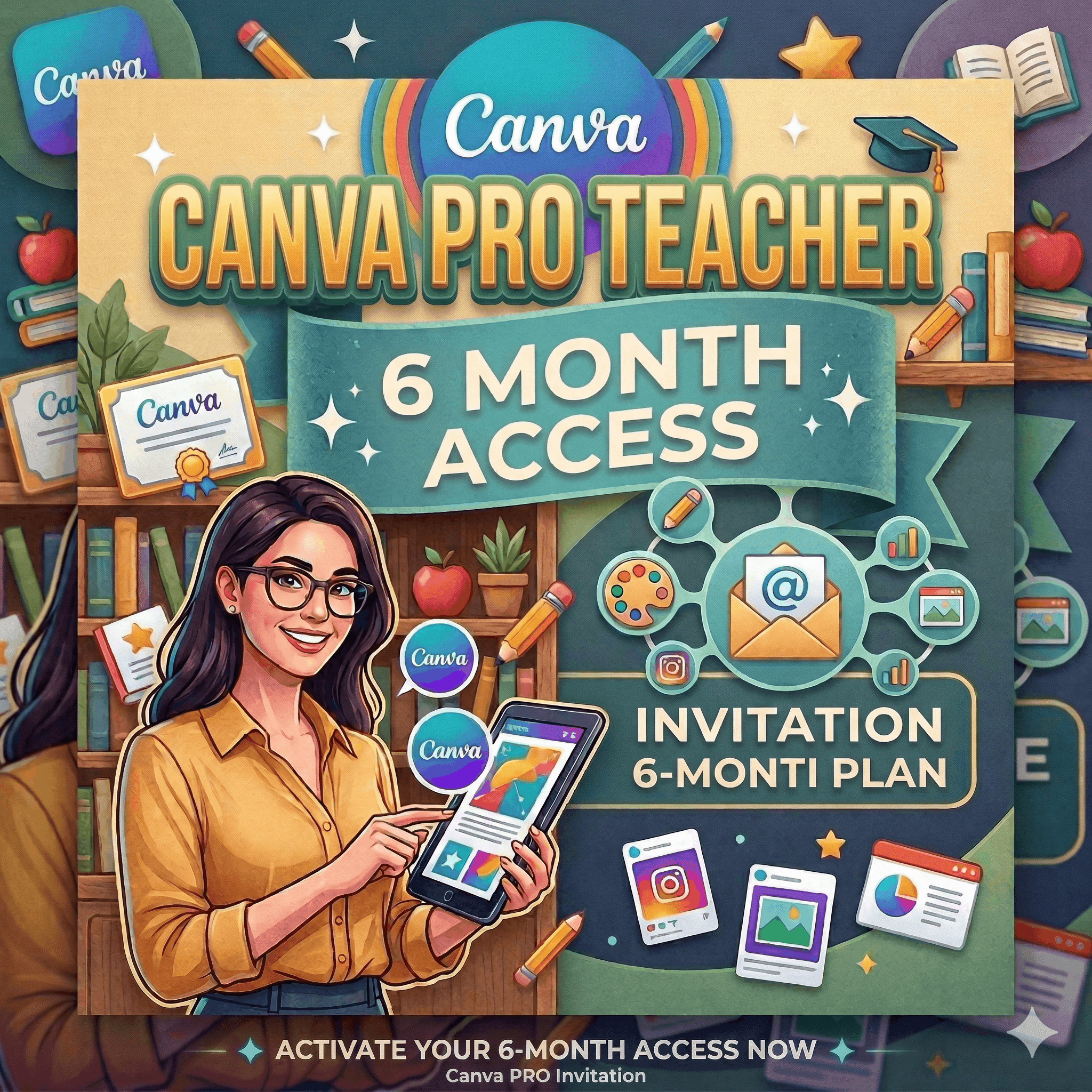 Canva PRO для учителей | 6 месяцев | Приглашение по электронной почте - Screenshot 1