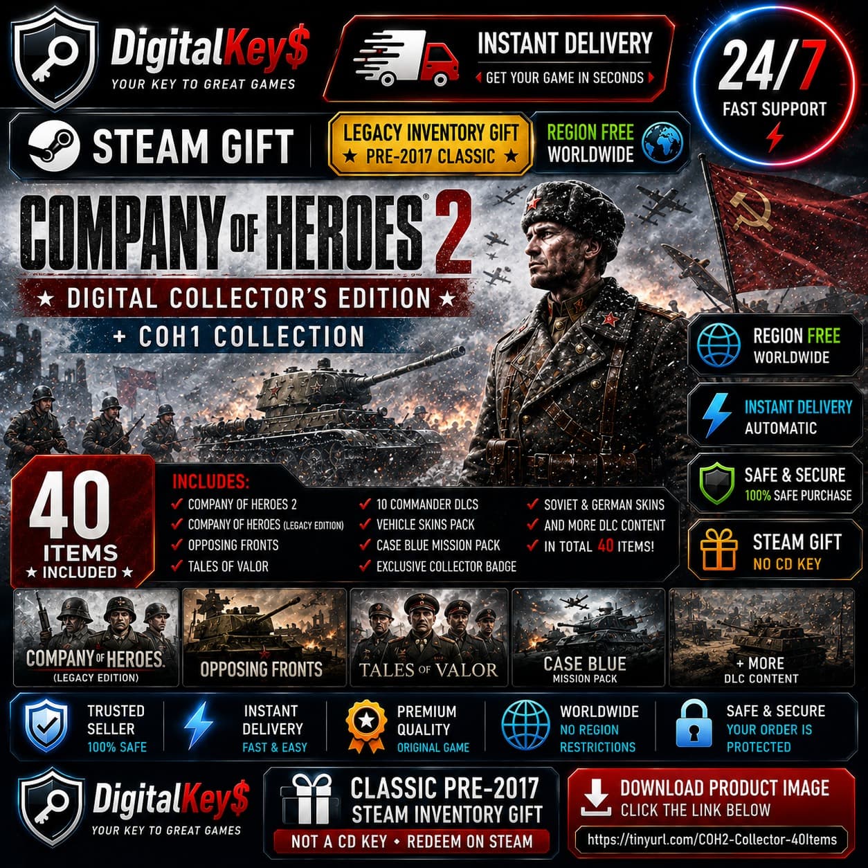 🌍 Company of Heroes 2 Collector + CoH1 Collection — Steam Gift / 40 предметов - Screenshot 1