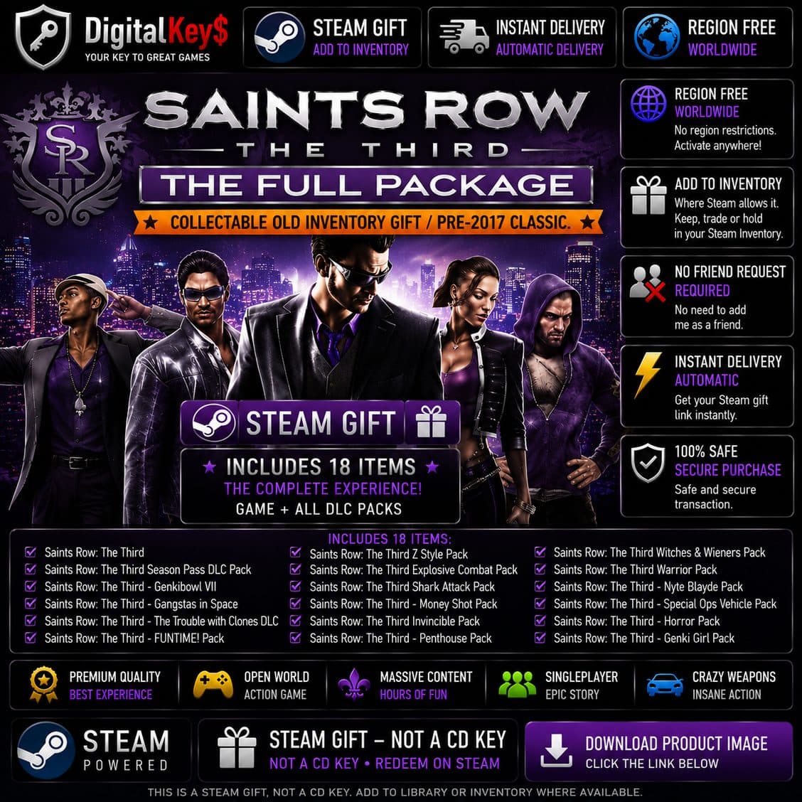 🌍 Saints Row: The Third - The Full Package — Steam Gift / Без региона / Worldwide - Screenshot 1