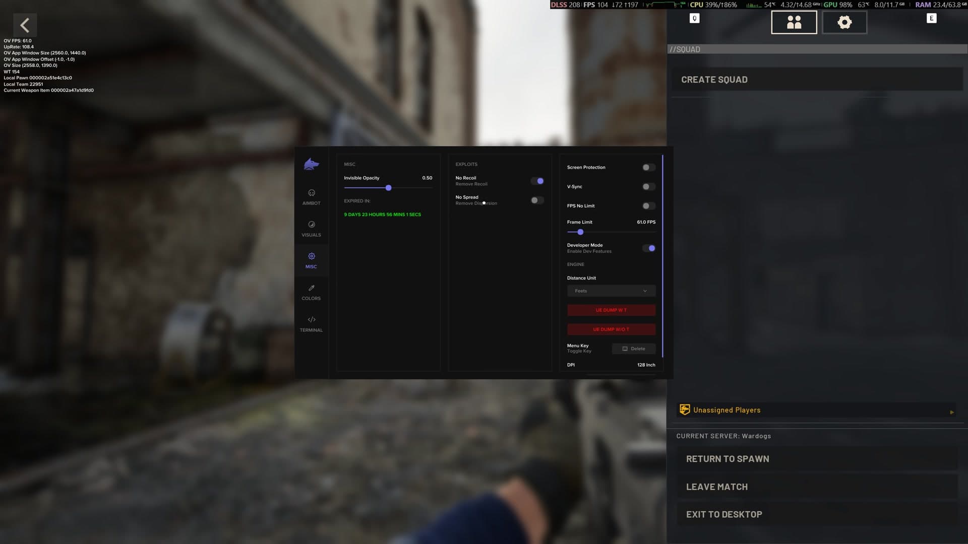 Fecurity для WARDOGS — чит для помощи в прицеливании и отображения игроков - Screenshot 1