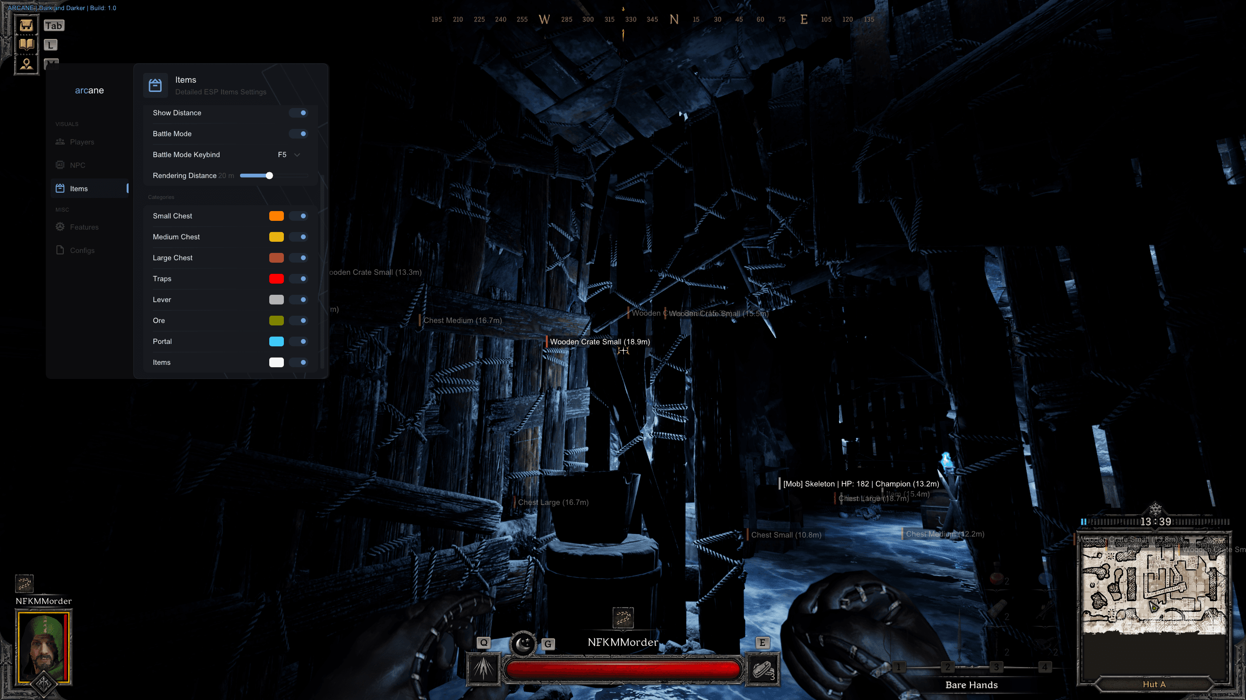 рабочий приватный чит Arcane для игры Dark and Darker - Screenshot 1