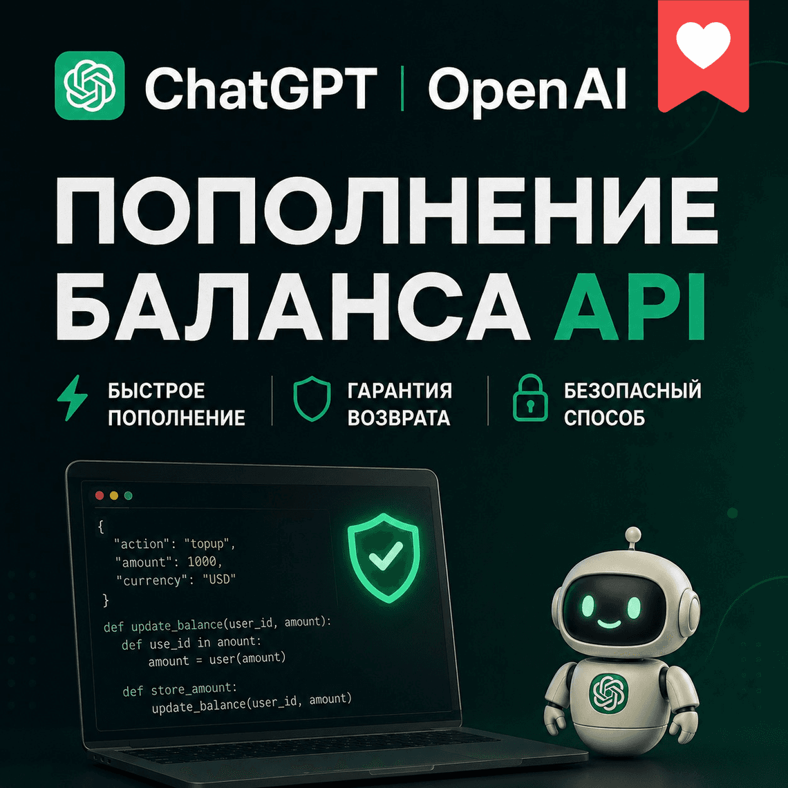 ChatGPT | OpenAI | Codex | Пополнение баланса API и кредитов кодекс | Сброс лимитов - Screenshot 1