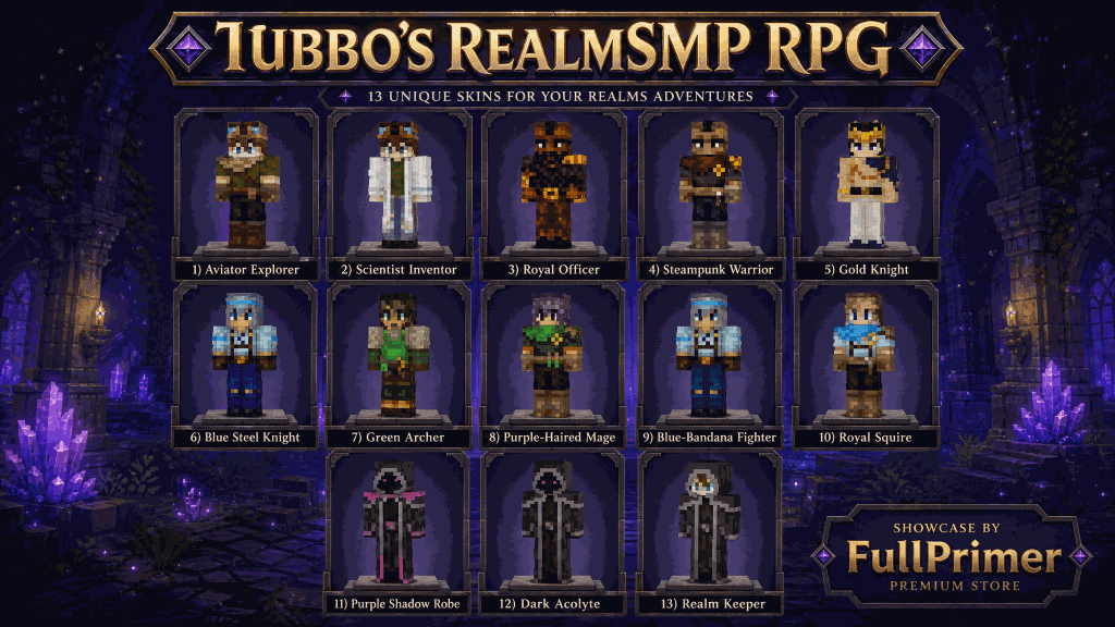 🔑КЛЮЧ Java & Bedrock Edition🔵«Tubbo's RealmSMP RPG»🔵«СКИН ПАК ИЗ 13 ШТУК» - Screenshot 1