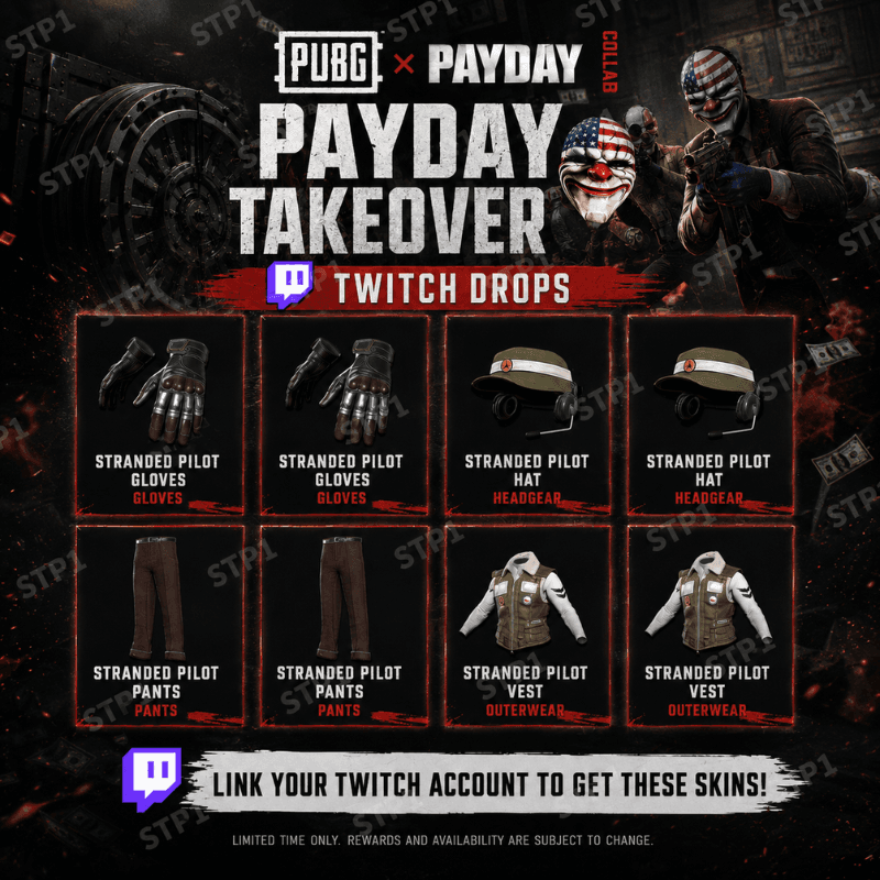 Челлендж стримера PUBG PAYDAY Challenge💎4/4 Застрявший пилот Srt Twitch Drop - Screenshot 1