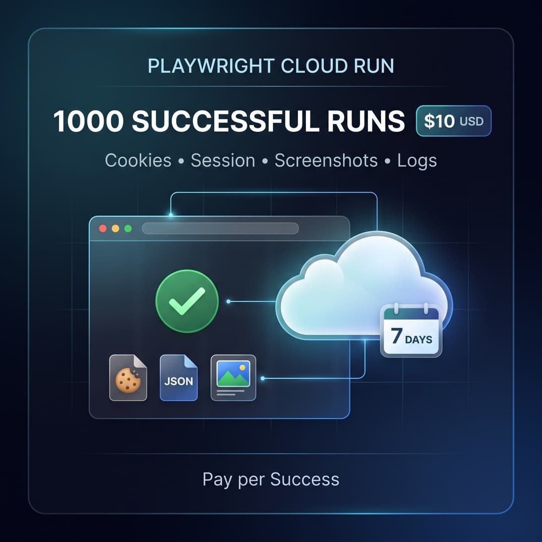 ⚡ Playwright Cloud Run | 1000 успешных запусков | Экспорт файлов cookie - Screenshot 1