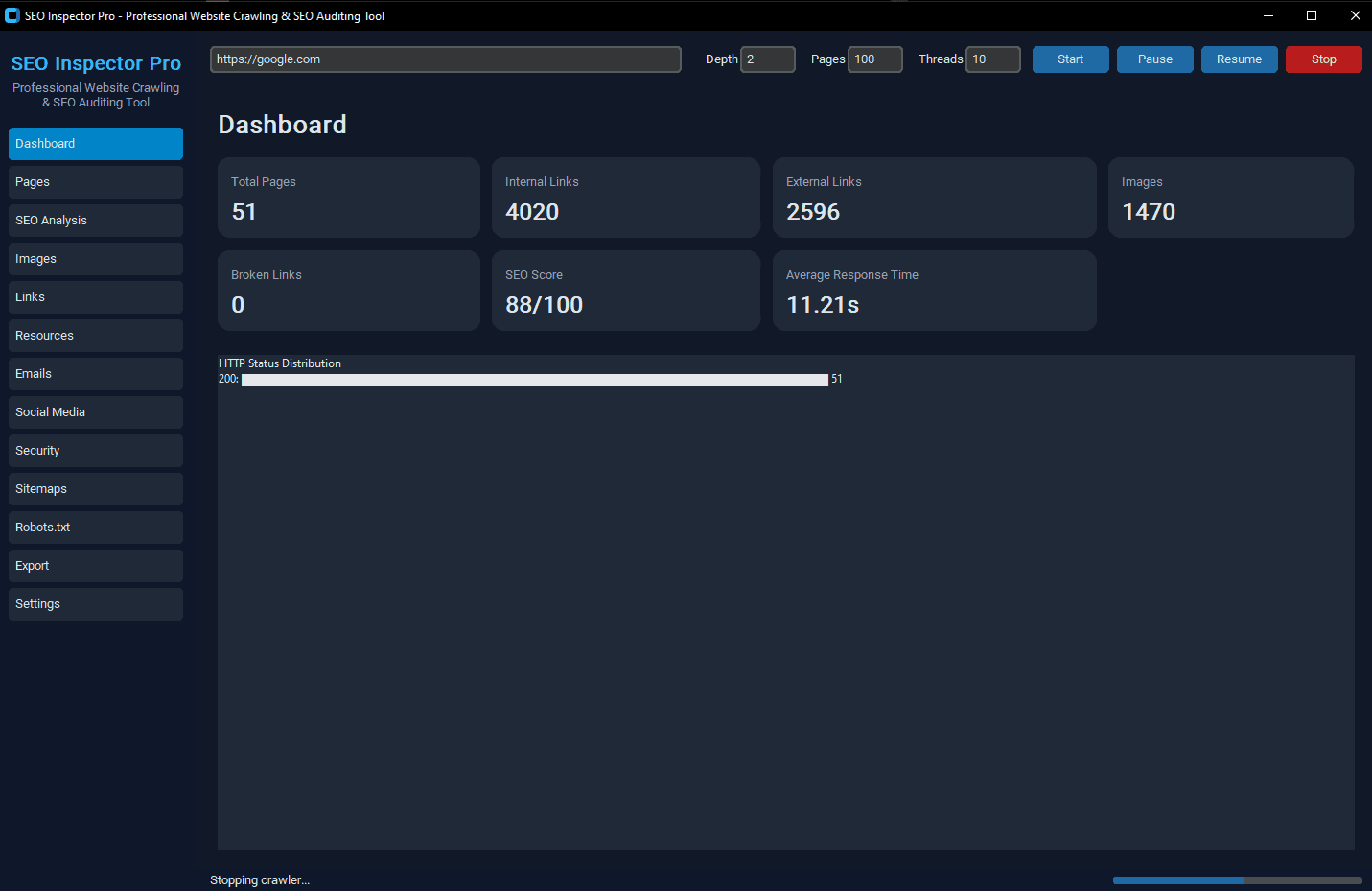 SEO Site Scraper – Профессиональный SEO-сканер сайтов, веб-краулер и инструмент - Screenshot 1