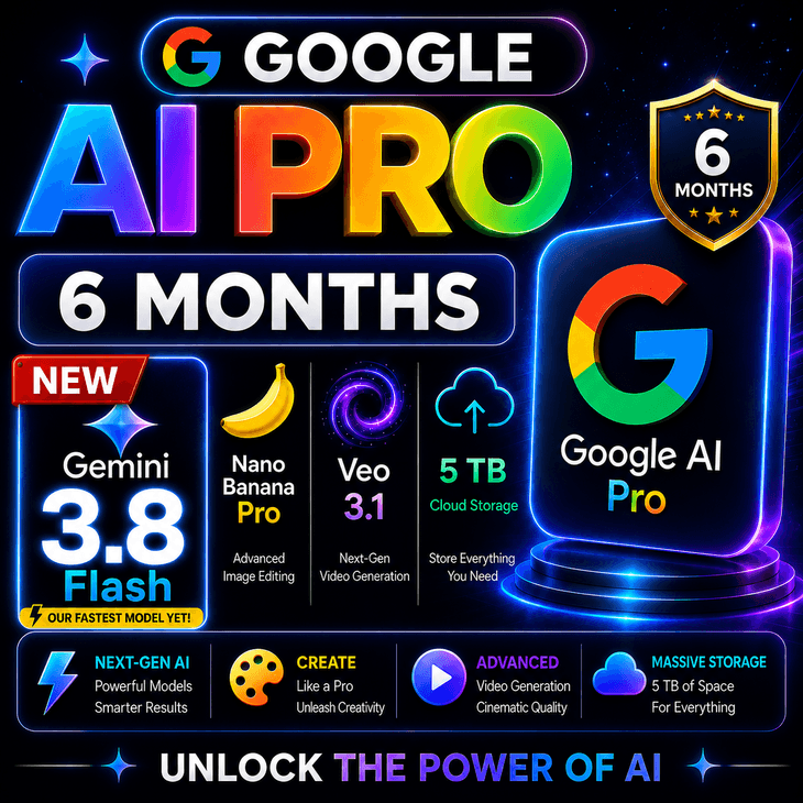 GOOGLE AI PRO 6 МЕСЯЦЕВ ⚡️ Gemini 3.8 Flash, Nano Pro, Veo, 5 ТБ | НА ВАШ АККАУНТ | А - Screenshot 1